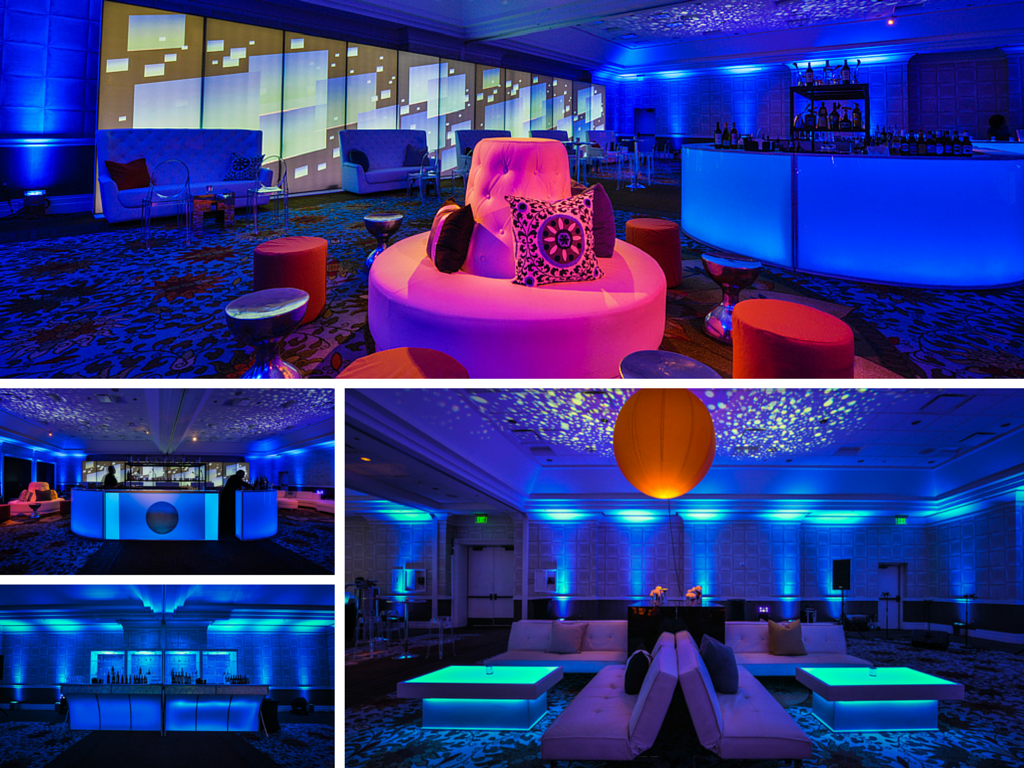 Lighting transformed the ballroom at this VIP Client Event.